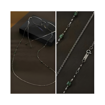Green Stone Glasses Chain - Gold/Silver